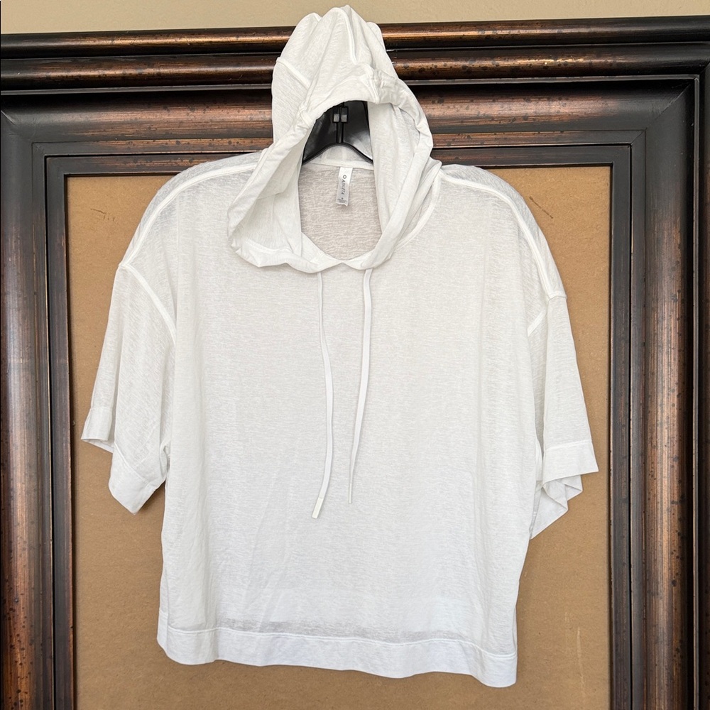 Athleta Sheer White Hooded Sweatshirt